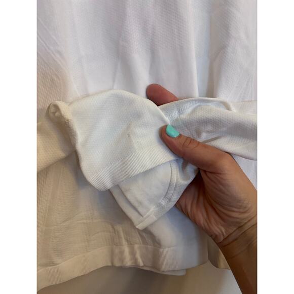 Athleta Momentum Seamless Half Zip Pullover White Medium UPF 40+ Gym Yoga - Picture 5 of 8